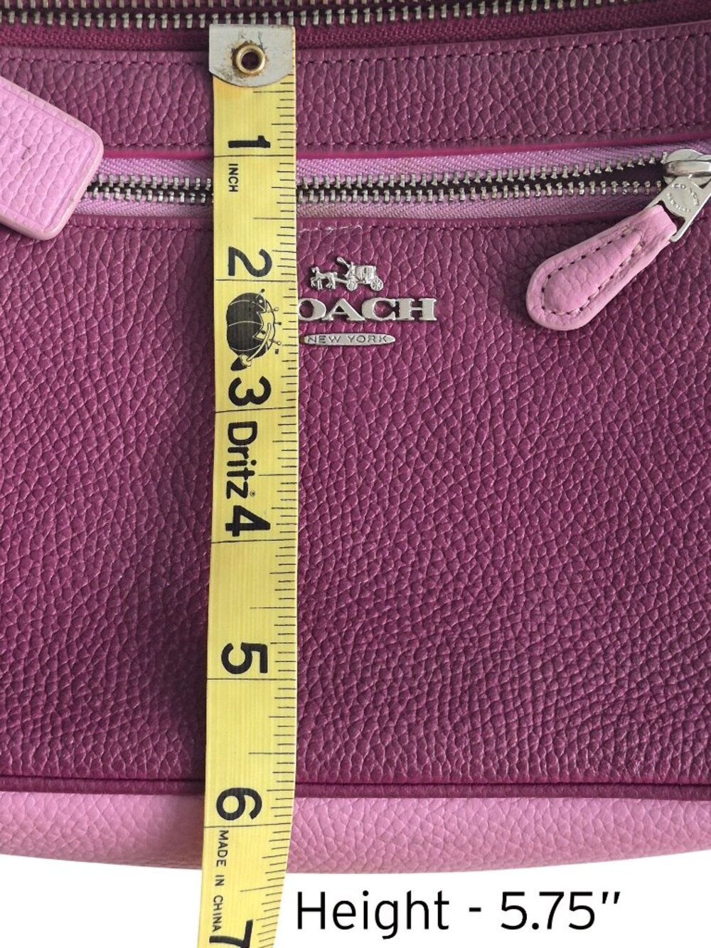 COACH Nolita Wristlet 24 in Purple Pink Colorblock Leather Purse Small Satchel - Picture 10 of 16